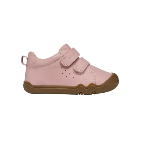 Geox Steppieup Barefoot Leather Riptape Shoe Pink