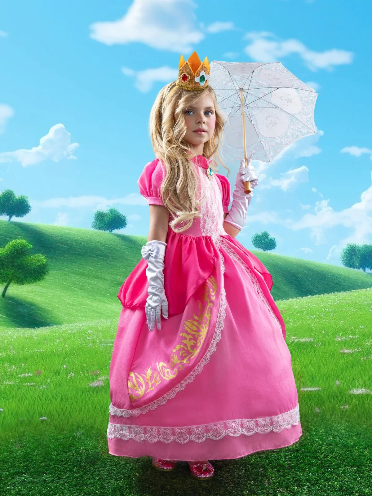 Girls Enchanting Peach Inspired Costume Dress