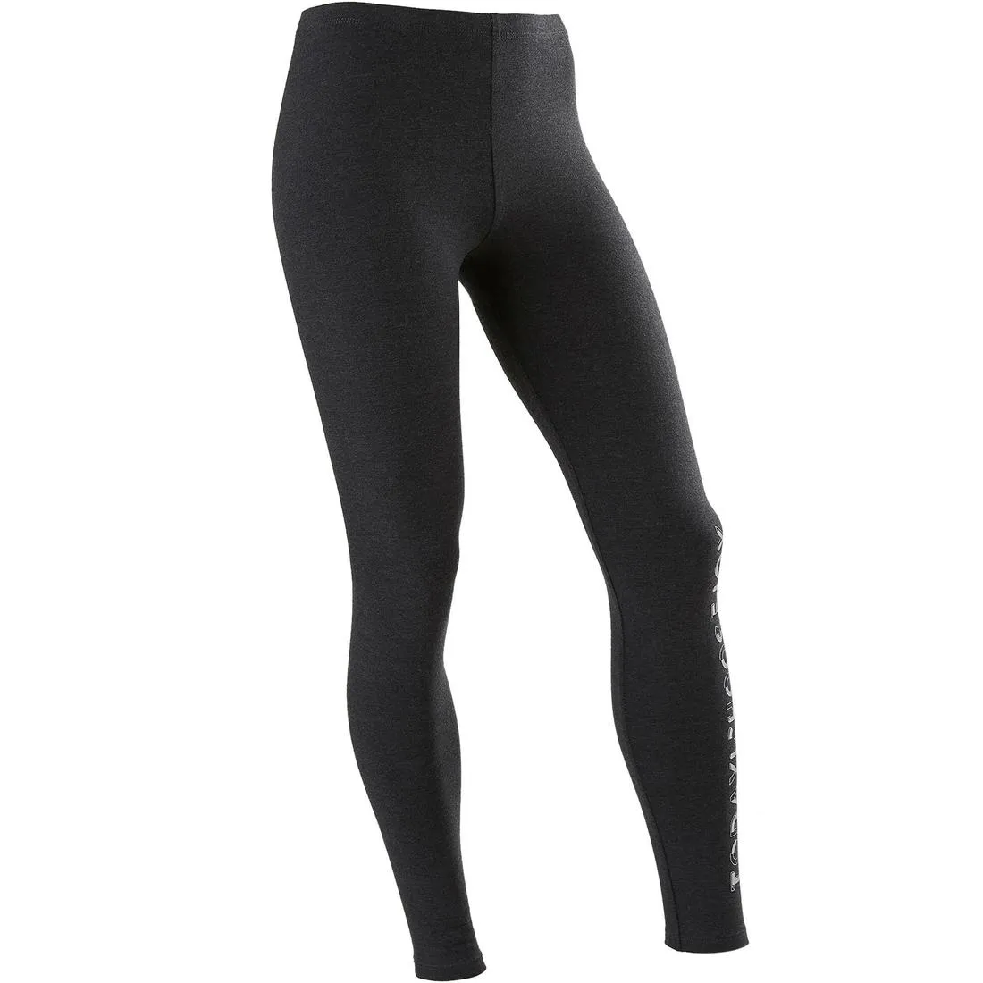 Girls' Gym Leggings 100 - Printed Dark Grey