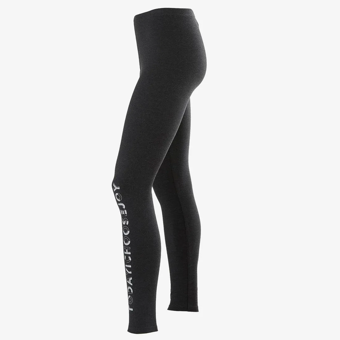 Girls' Gym Leggings 100 - Printed Dark Grey