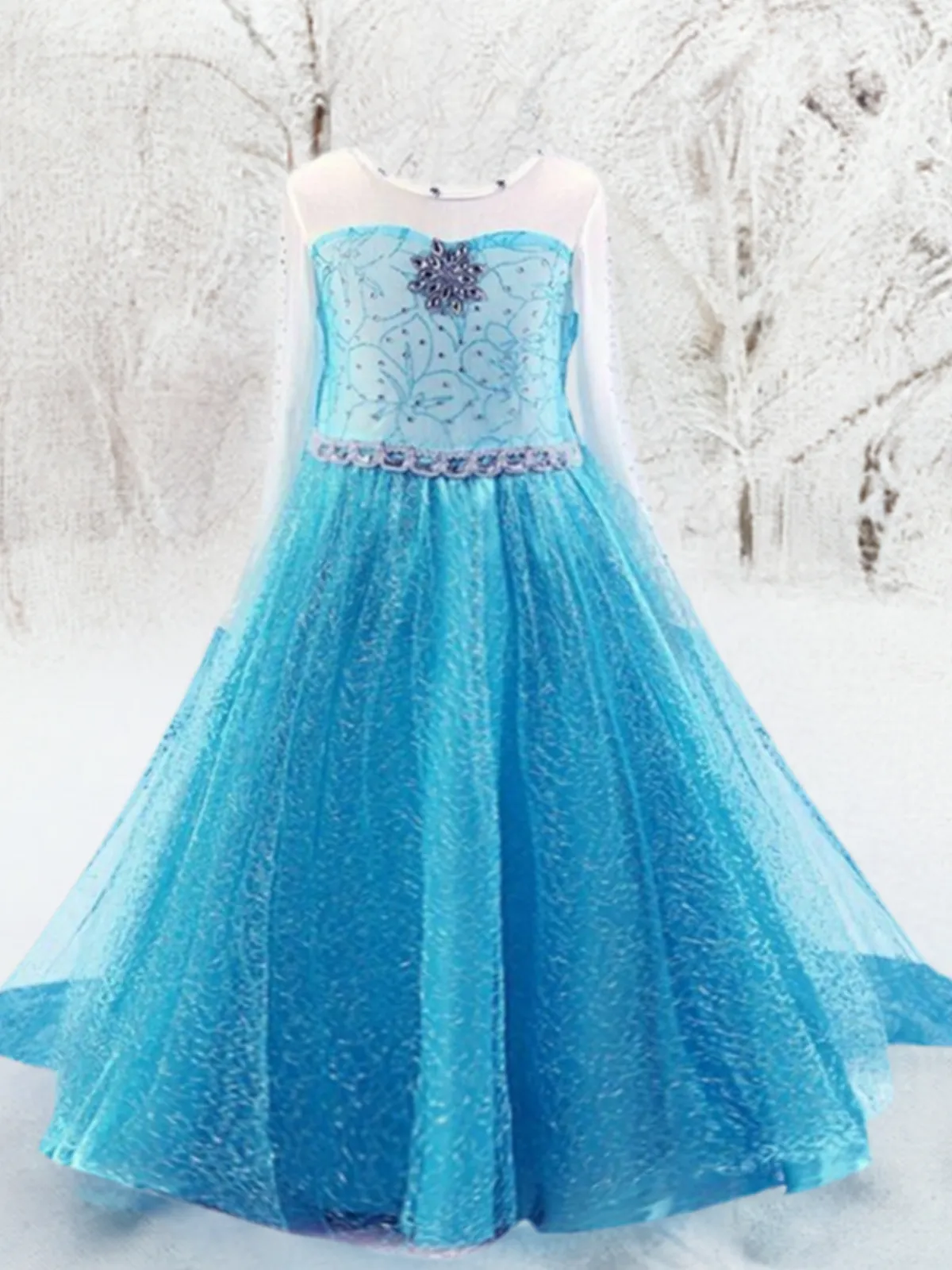 Girls Snow Princess Sparkle Costume Dress