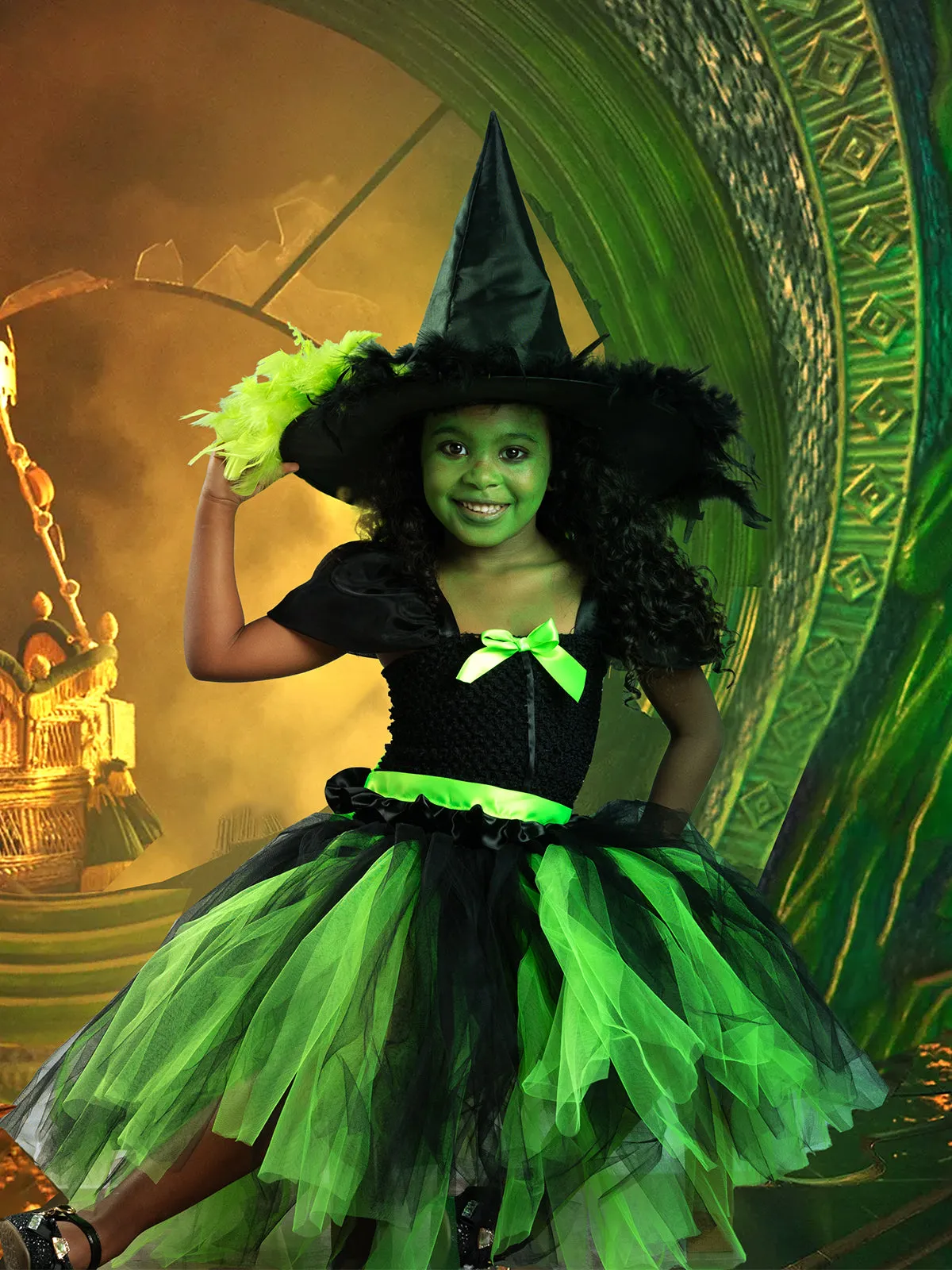 Girls Wicked Green Witch Costume Dress