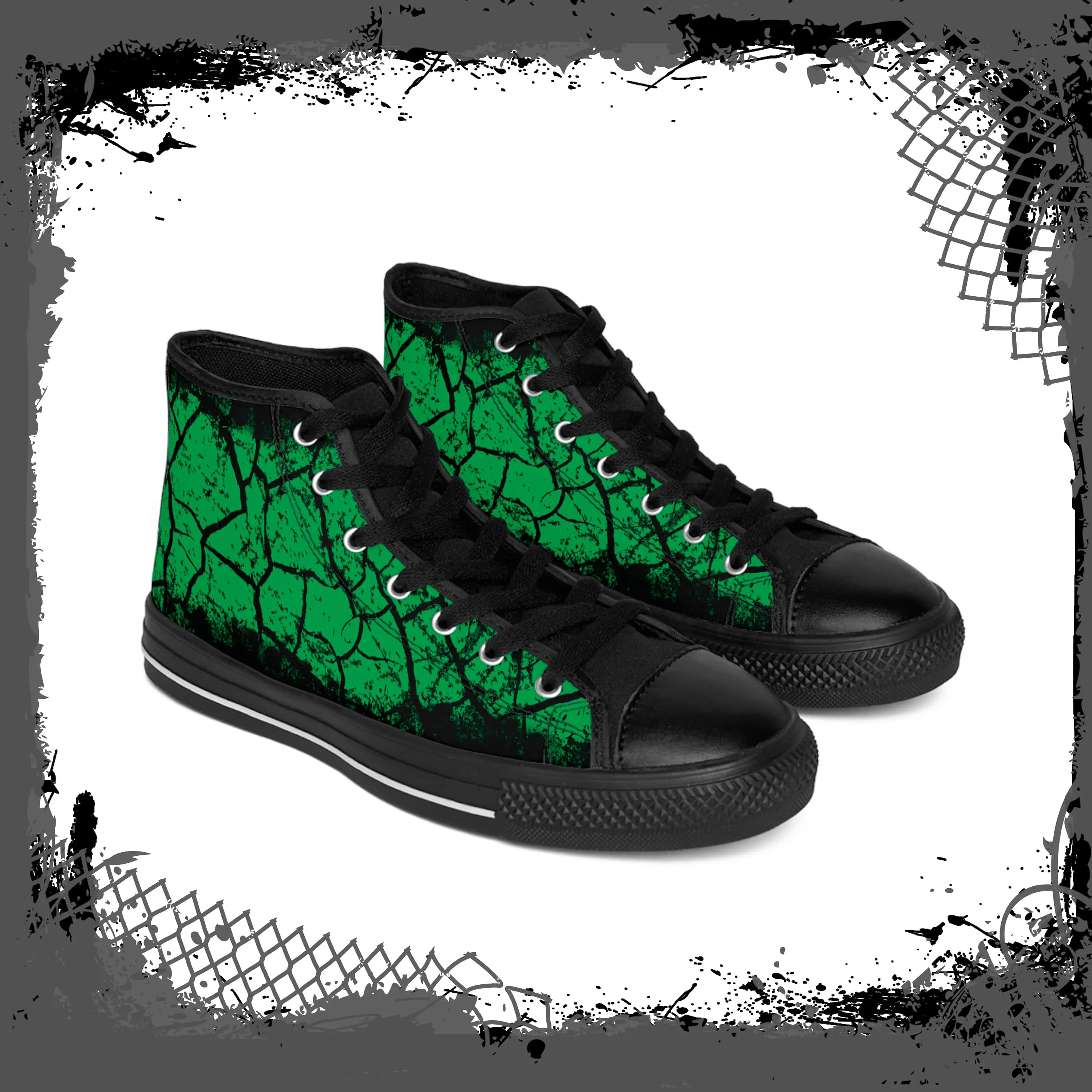 GRN/BLK Men's "Cracked" High Tops