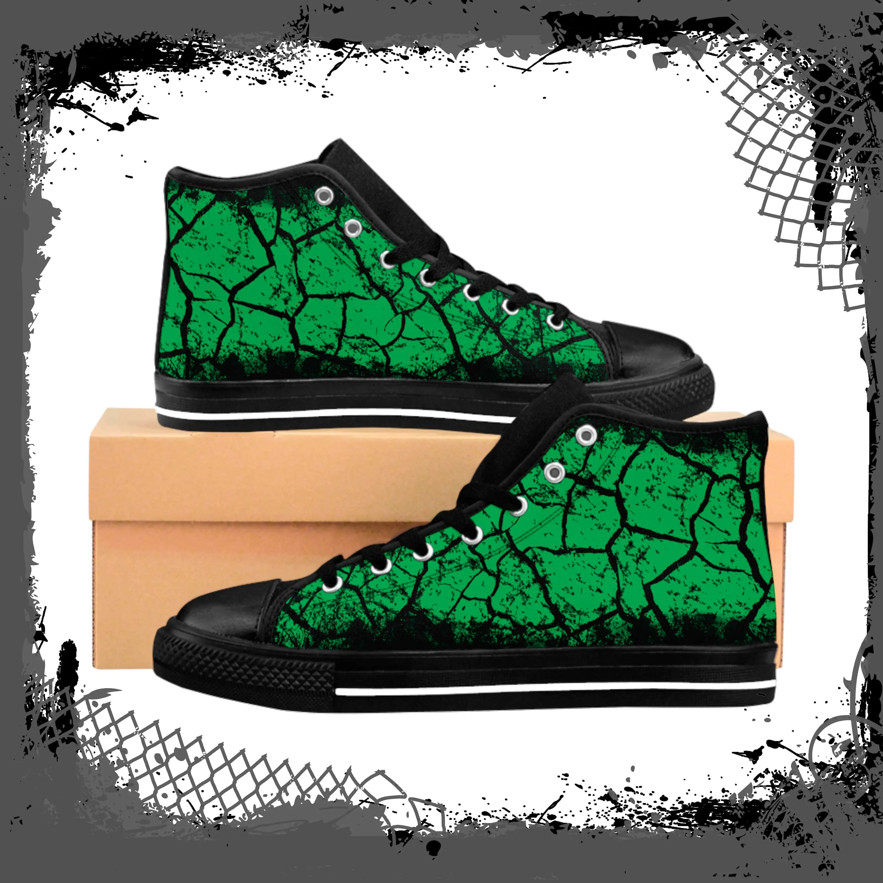 GRN/BLK Men's "Cracked" High Tops