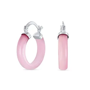 Jade Hoop 925 Silver Earring