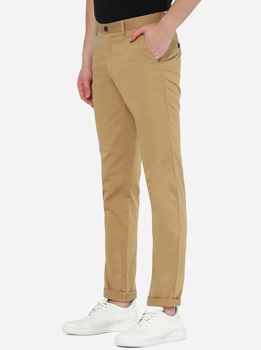 Khaki Solid Uno Fit Casual Trouser | JadeBlue