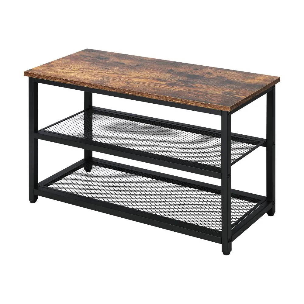 Laz Shoe Cabinet Bench Shoes Rack Shelf Storage 3-Tier Industrial Furniture