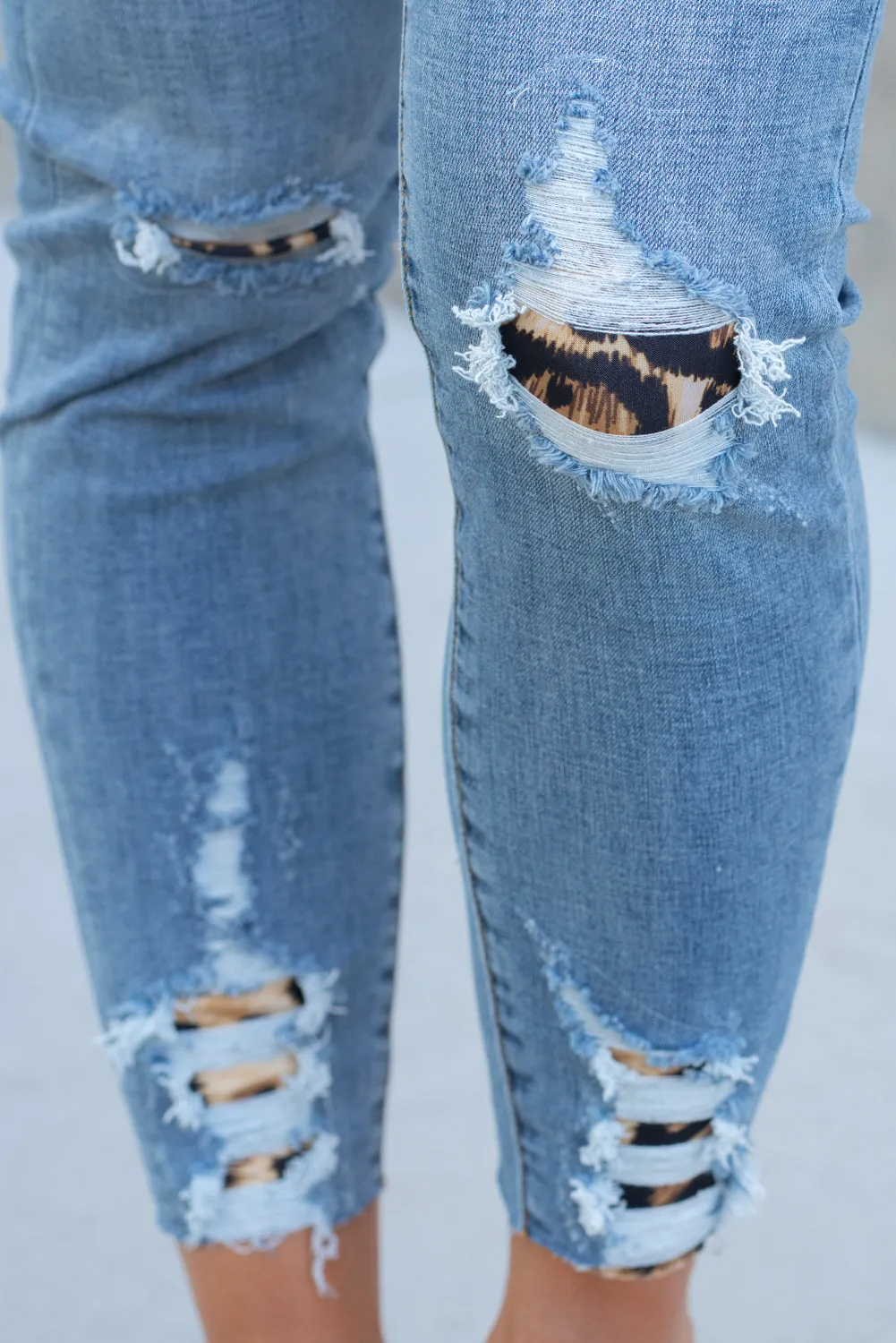 Leopard Patch High Rise Ankle Skinny