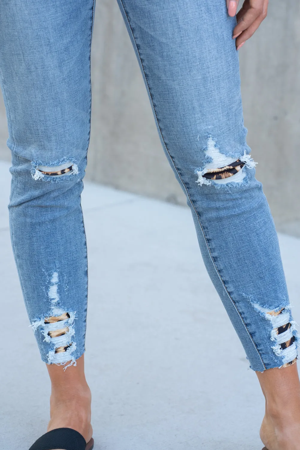 Leopard Patch High Rise Ankle Skinny