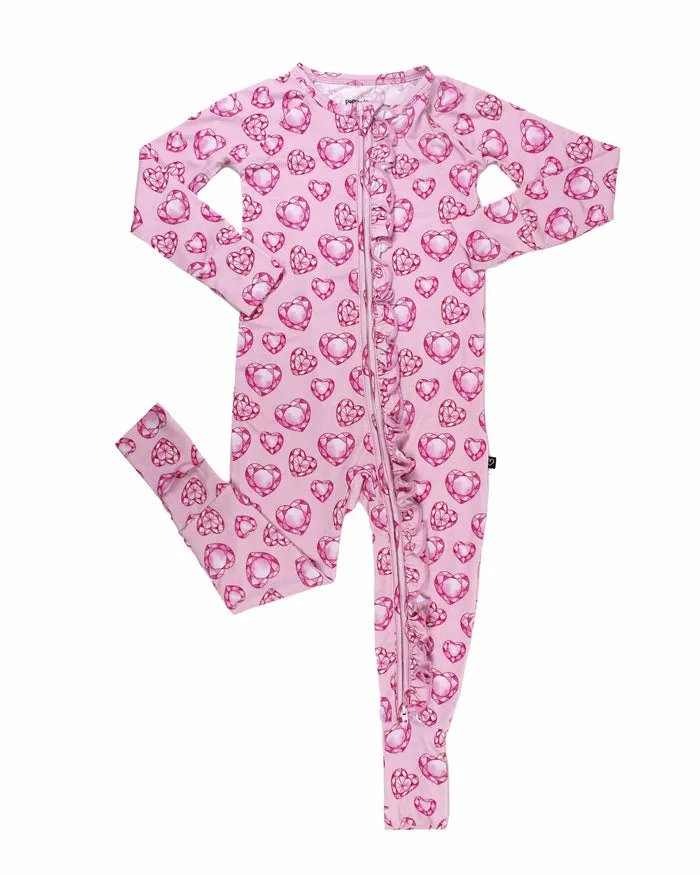 Lev Baby Jade Ruffled Poppy Convertible Zipper Romper