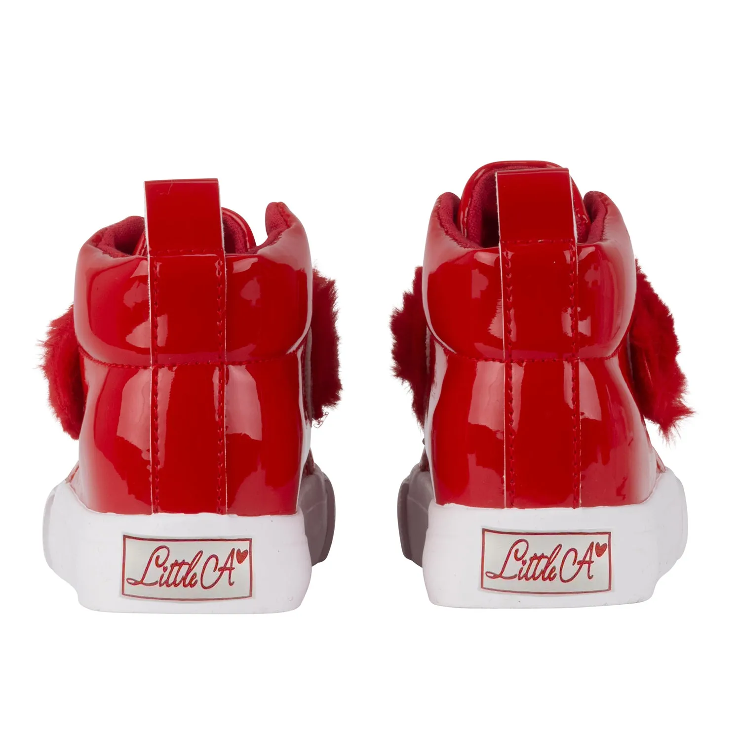 Little A FUREVER Red Faux Fur Strap High Top LA24511