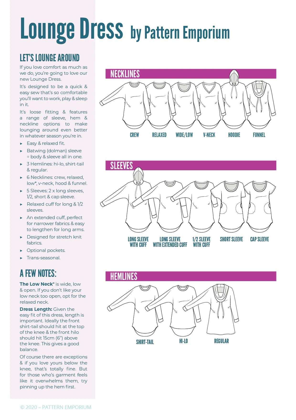 Lounge Dress | Relaxed Fit Dress Sewing Pattern