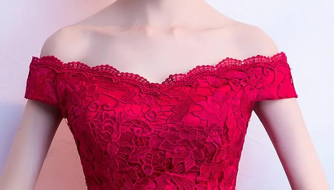 Lovely Red Off Shoulder Tulle High Low Party Dress, Red Homecoming Dress