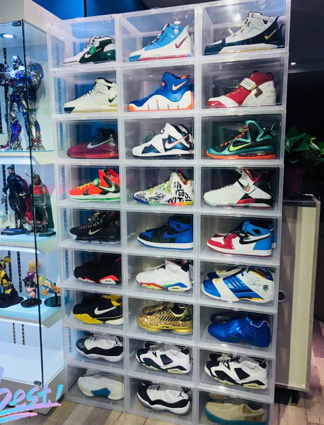 Magnetic Shoe Storage Box Drop Side/Front Sneaker Case Stackable Container XL - Crystal Clear