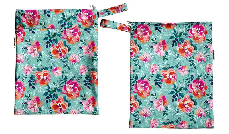 Mama Koala Wet Bag-WB02-Flowers with the green background