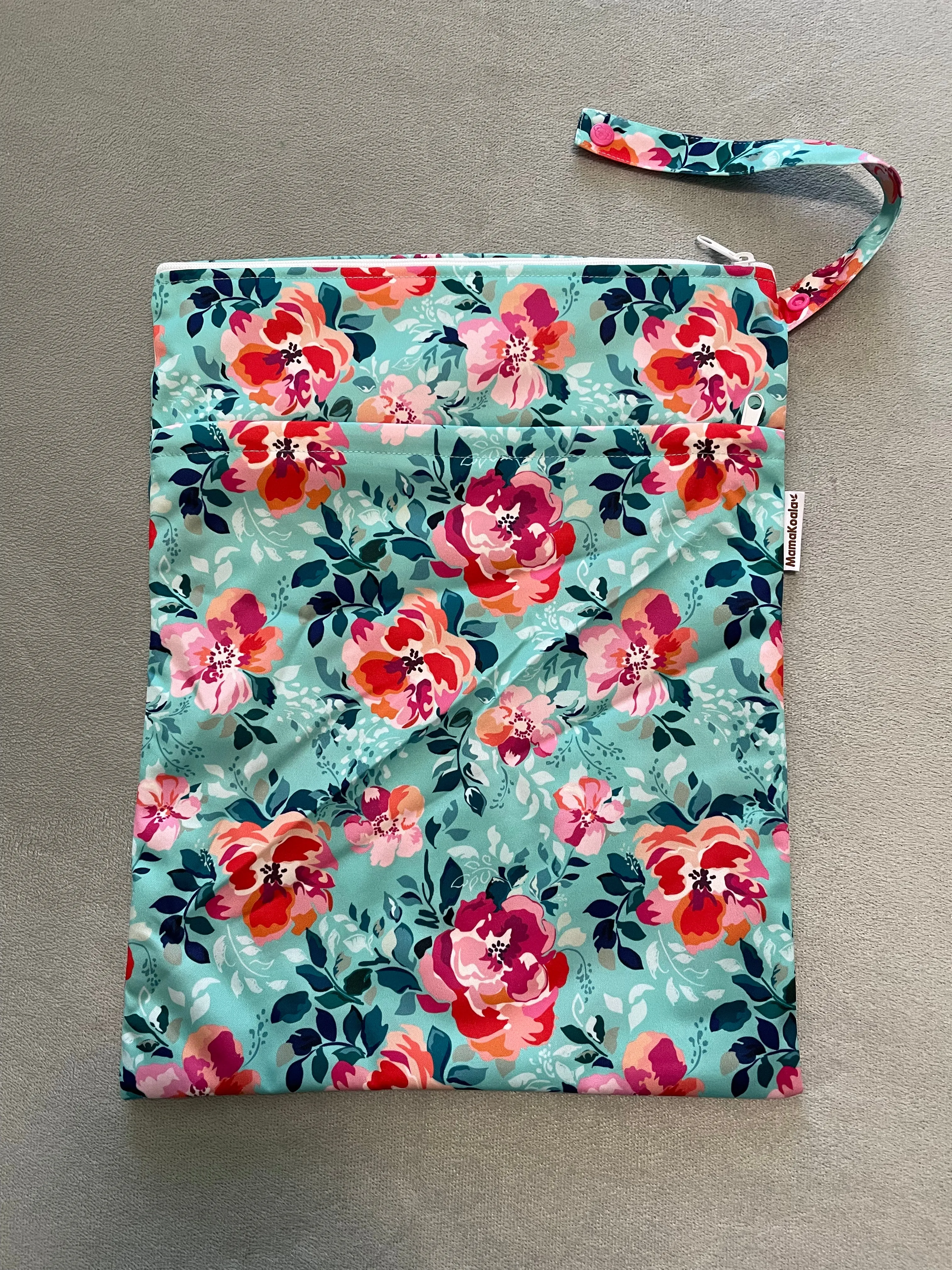 Mama Koala Wet Bag-WB02-Flowers with the green background