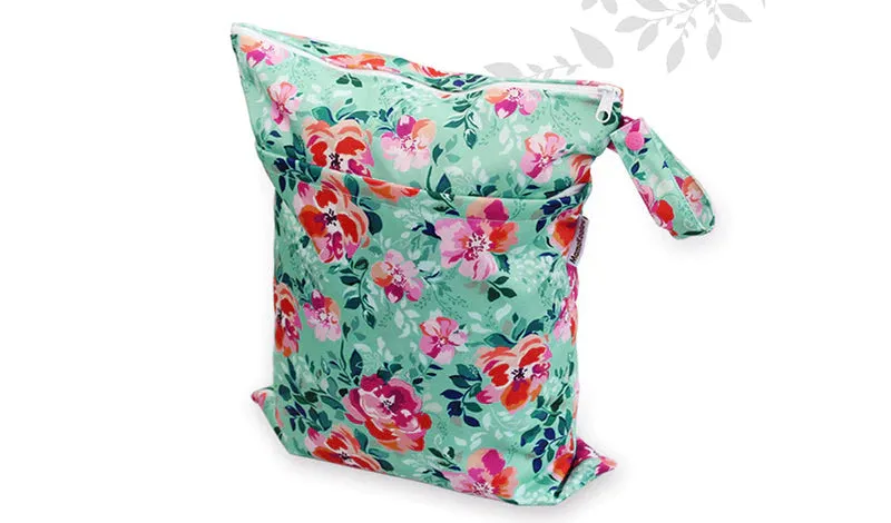 Mama Koala Wet Bag-WB02-Flowers with the green background