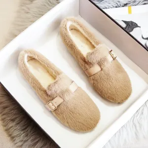 Mary Jane Plush Slide Shoes