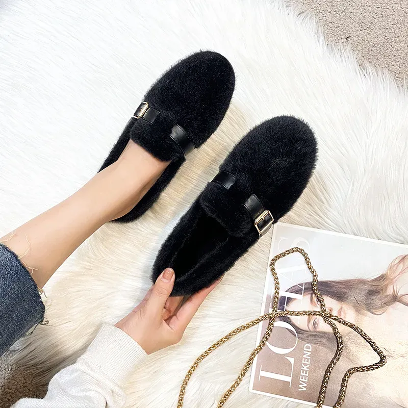 Mary Jane Plush Slide Shoes