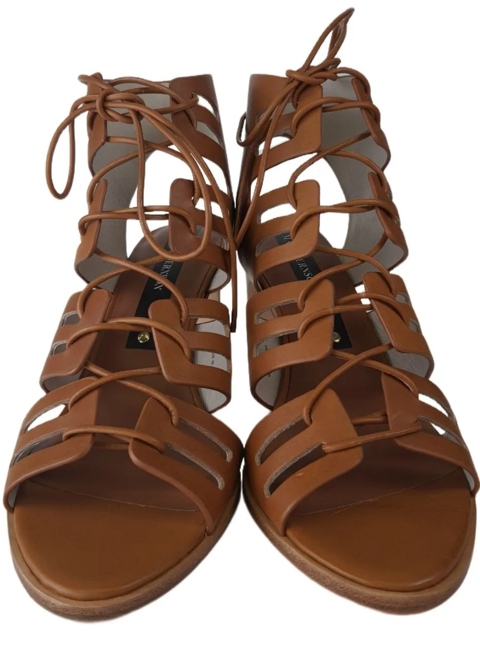 MATT BERNSON Women's Brown Cognac Leather Miro Heel Pump #MB091 NWB