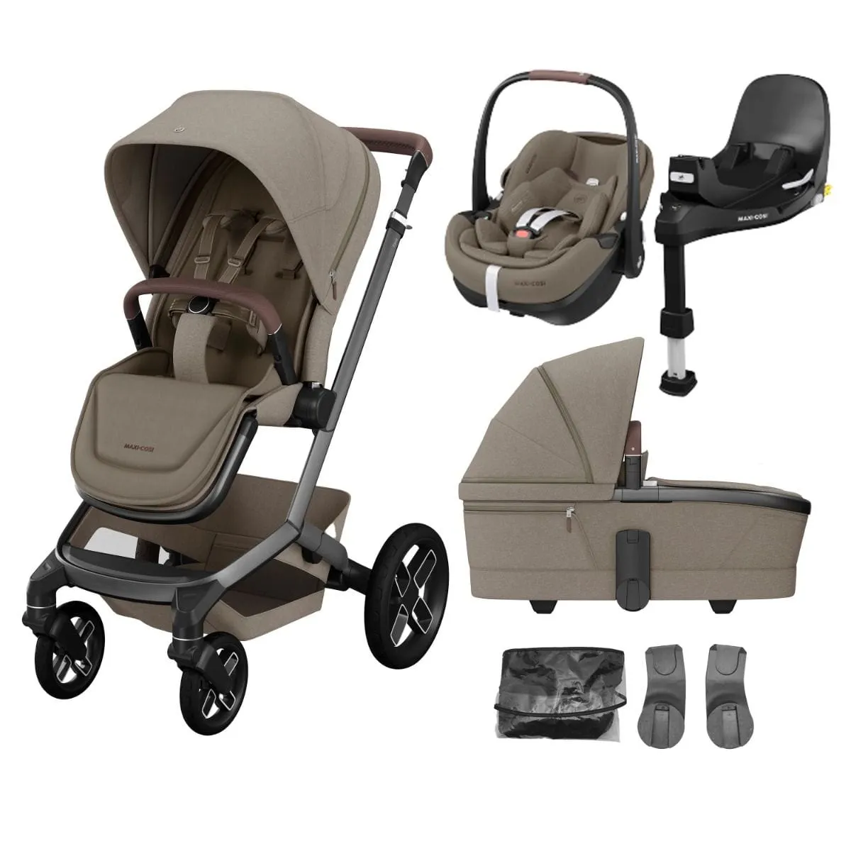 Maxi Cosi FAME Travel System - Twillic Truffle (with Black Wheels)