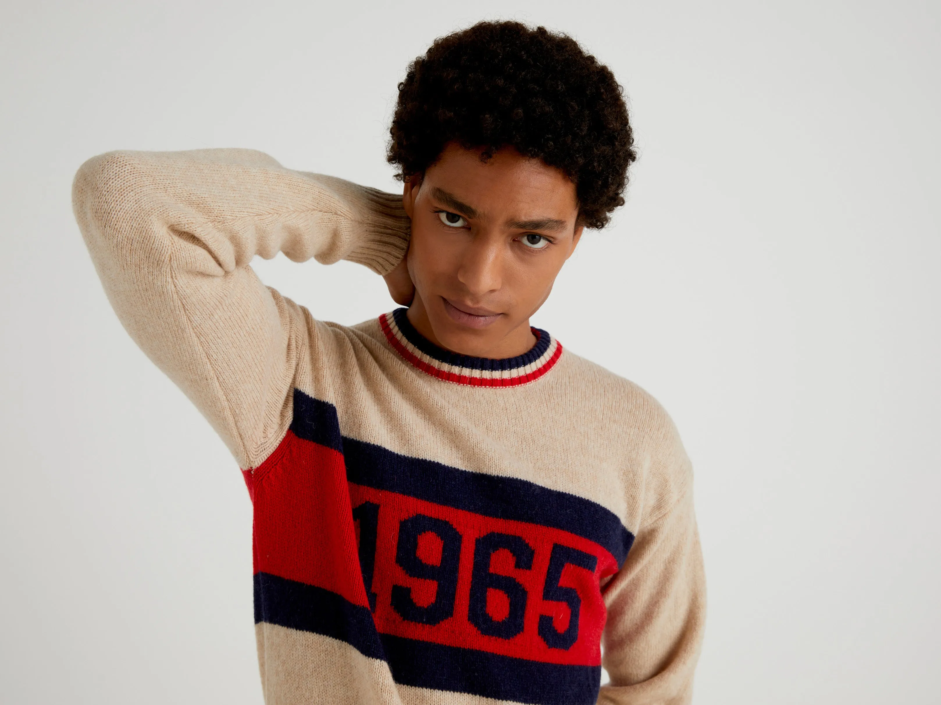 Mens Colourblock '1965' Round Neck Sweater