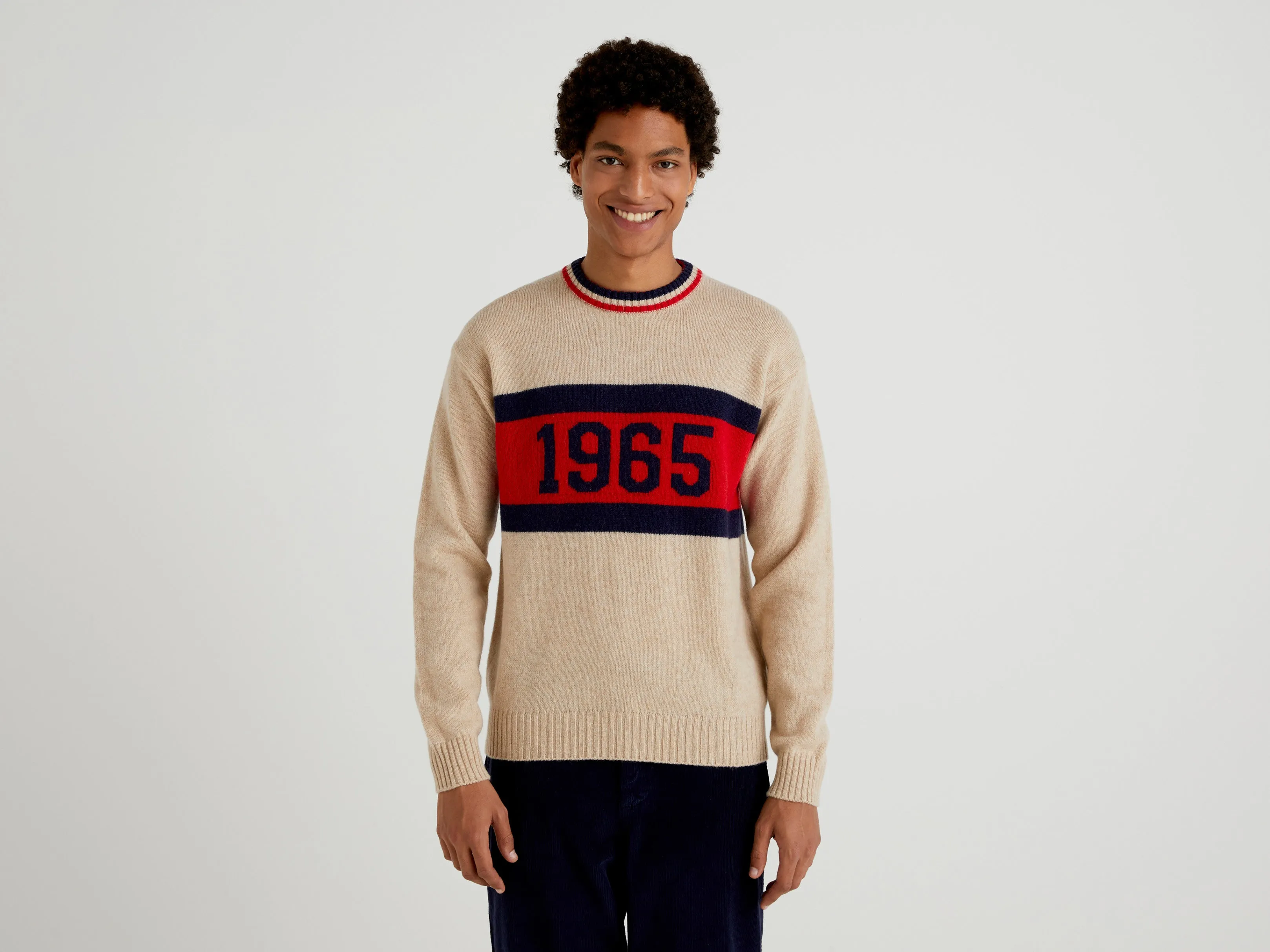 Mens Colourblock '1965' Round Neck Sweater