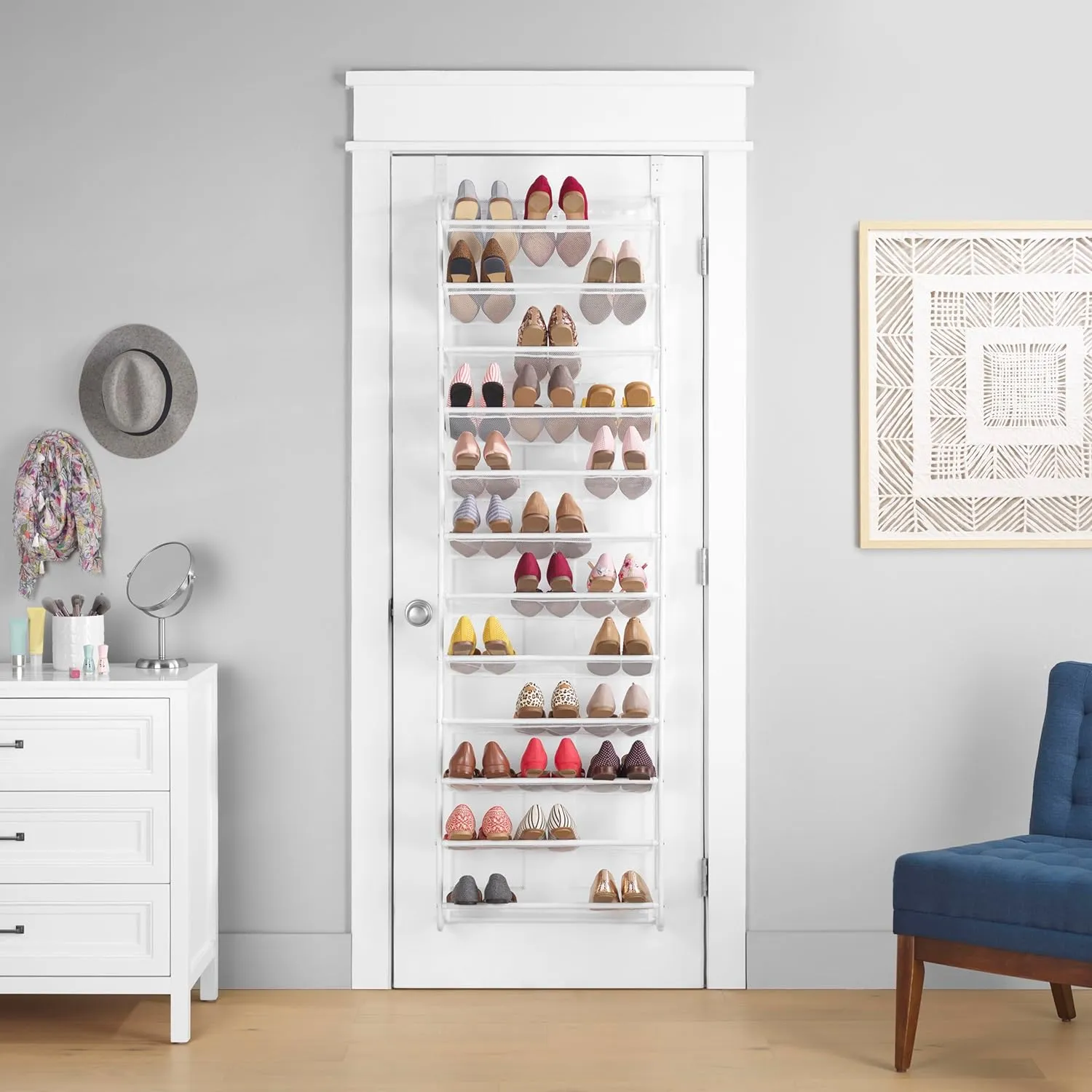 New in box! Whitmor 36 Pair Door Shoe Organizer, White