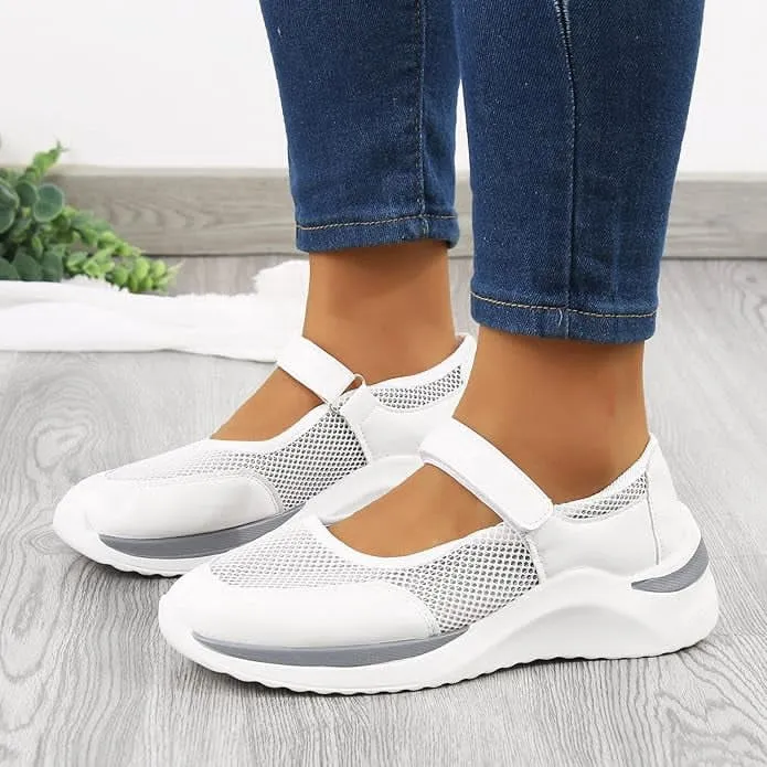 NEW Sz 7.5 Color Block Mesh Breathable Hook Loop Shoes for Women Sneakers Ladies Comfortable Platform Sneakers Casual Arch