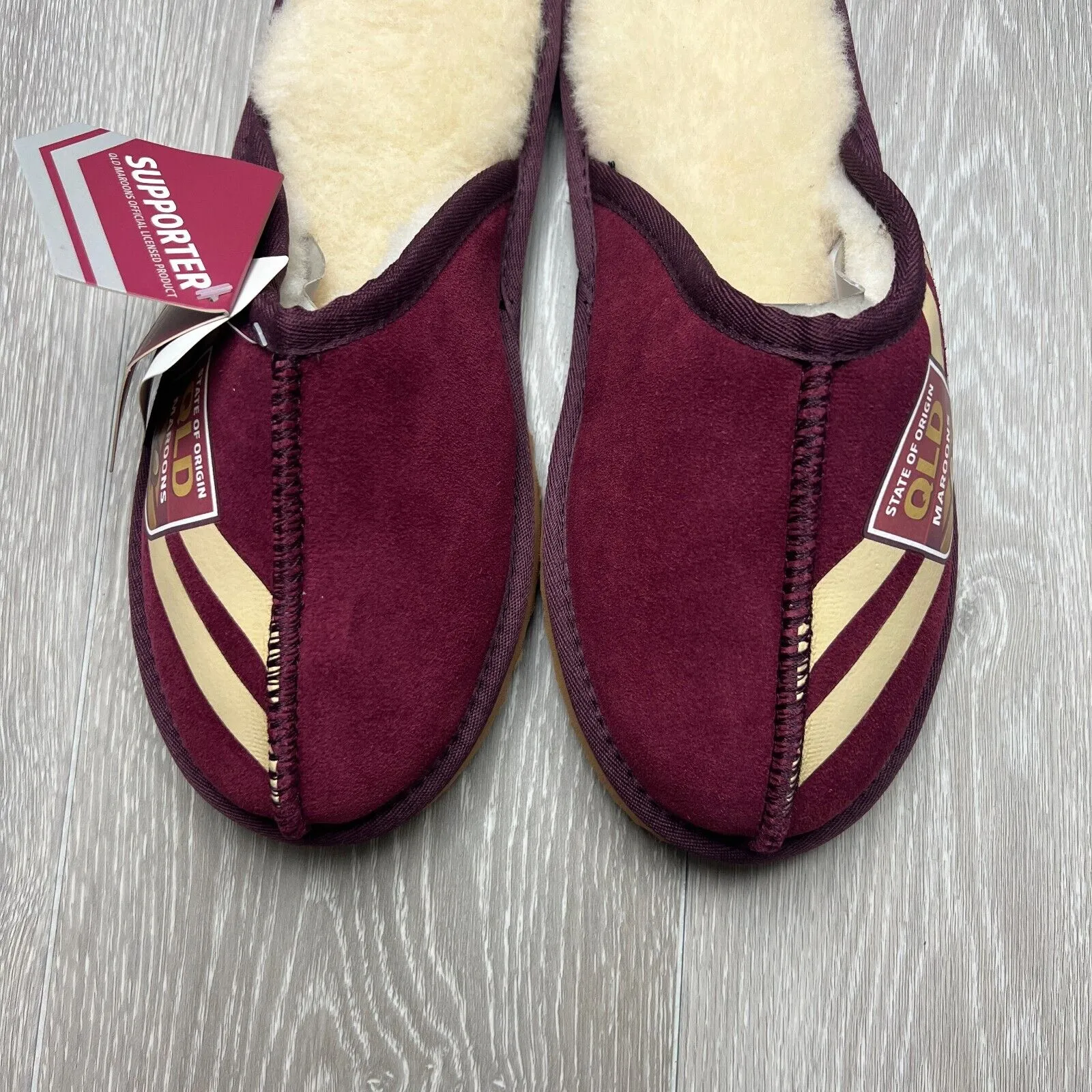 NRL Team Kicks Queensland Maroons Origin Merino Wool Slippers Size US W 8 / M 7