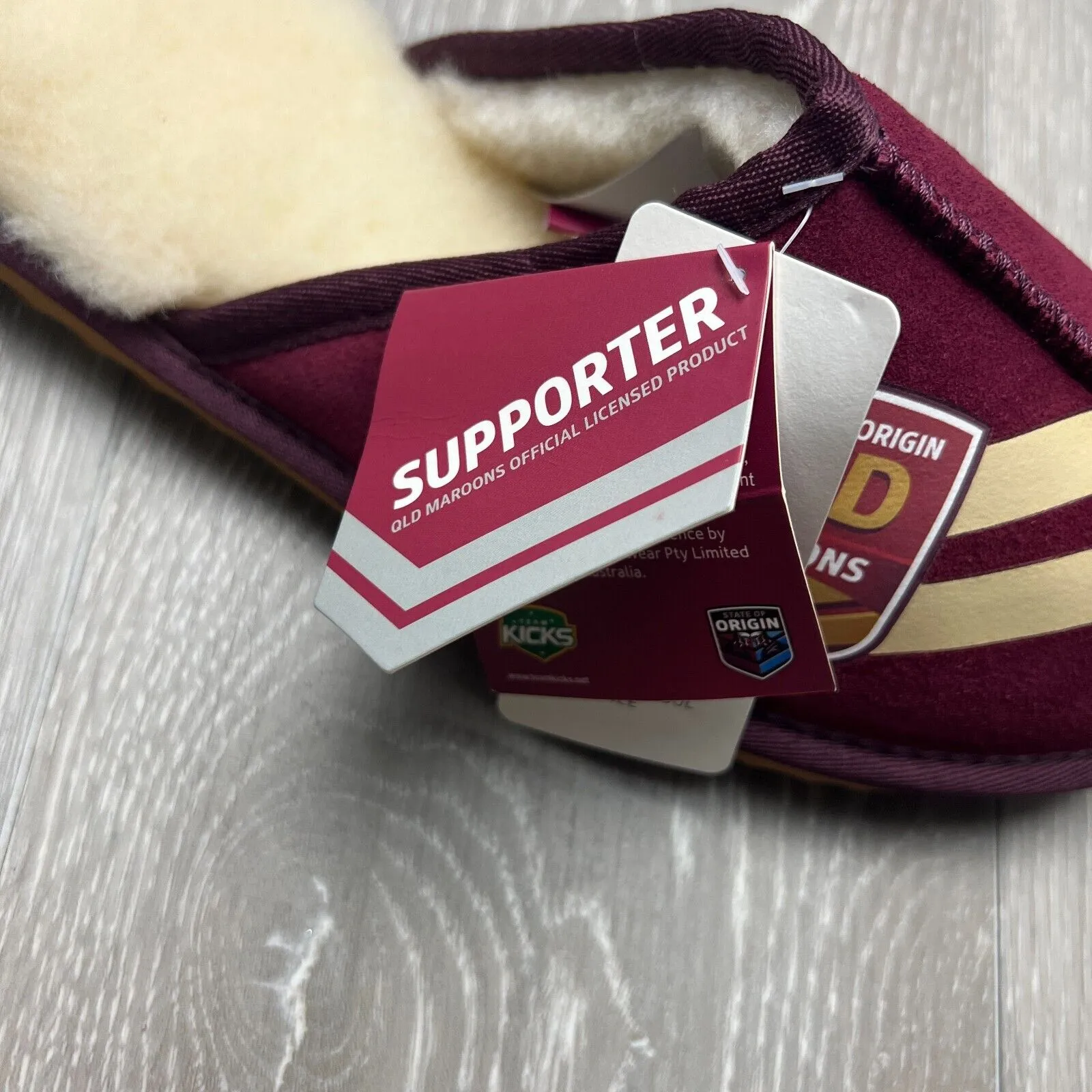 NRL Team Kicks Queensland Maroons Origin Merino Wool Slippers Size US W 8 / M 7