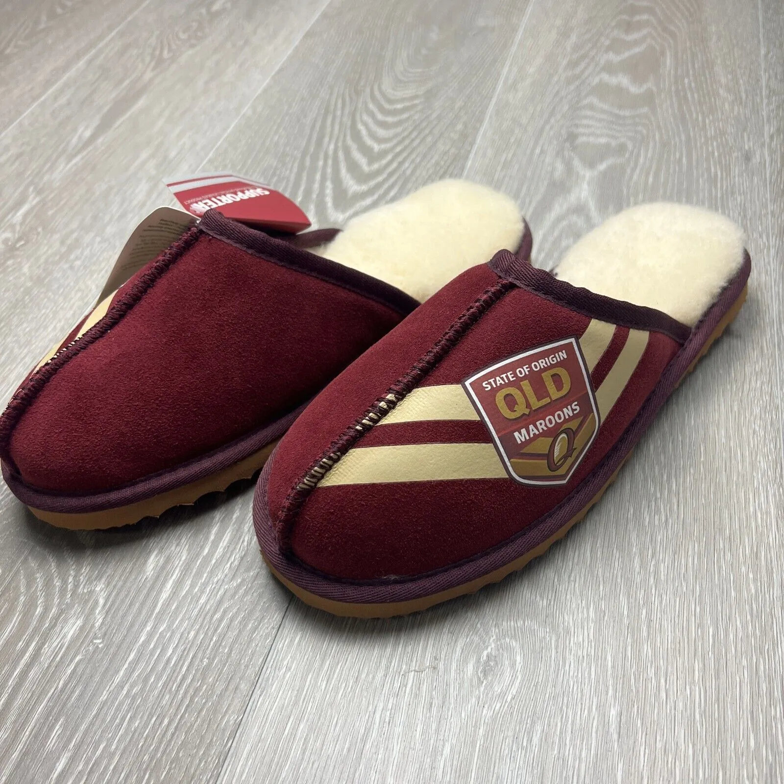 NRL Team Kicks Queensland Maroons Origin Merino Wool Slippers Size US W 8 / M 7