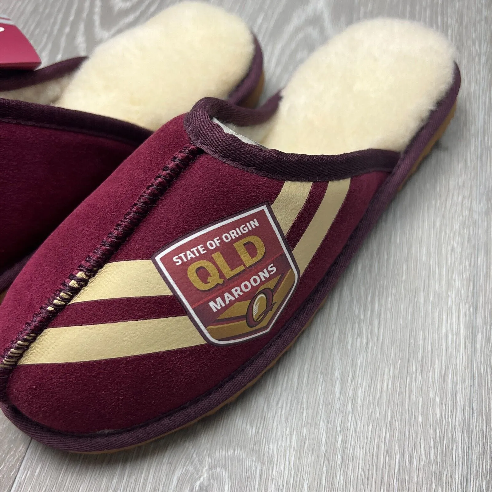 NRL Team Kicks Queensland Maroons Origin Merino Wool Slippers Size US W 8 / M 7