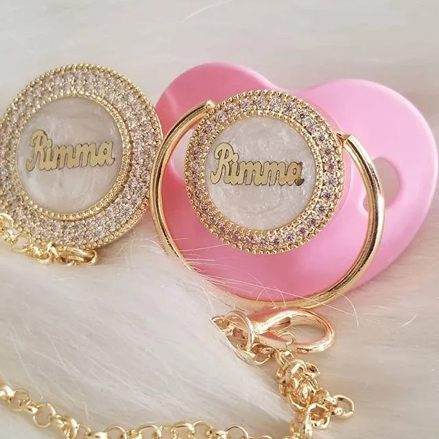 Personalized Custom Pacifiers with Rhinestone - Customized Luxury Pacifiers with Baby Name