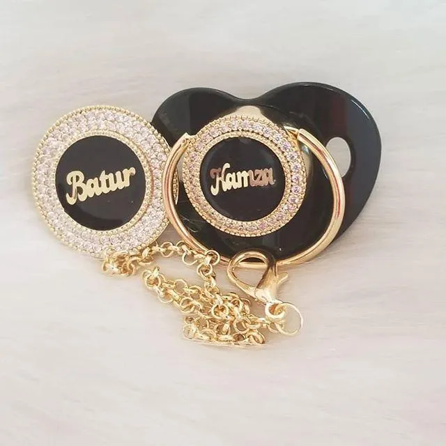 Personalized Custom Pacifiers with Rhinestone - Customized Luxury Pacifiers with Baby Name