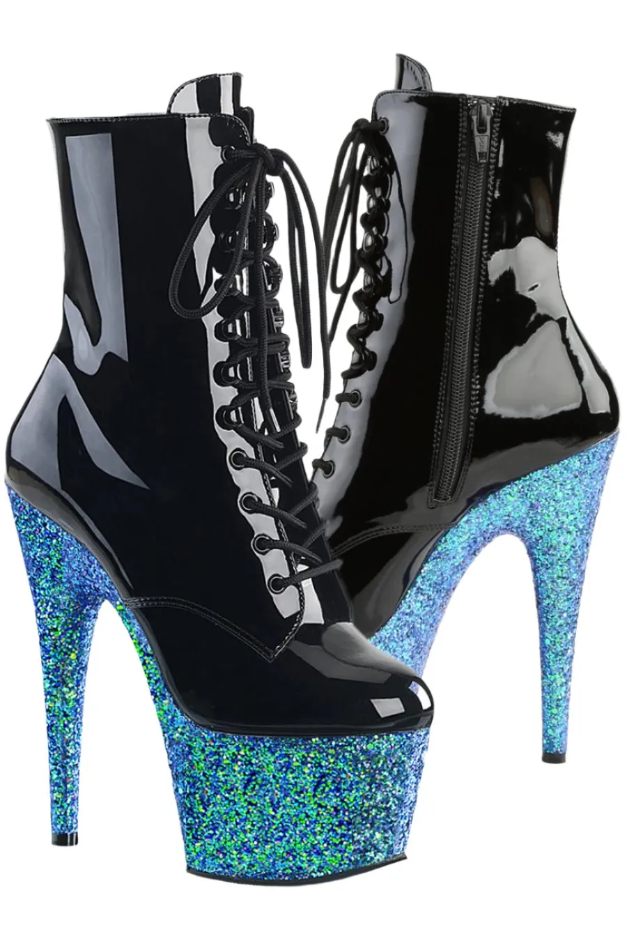 Pleaser ADORE-1020LG Boots Blue Glitter
