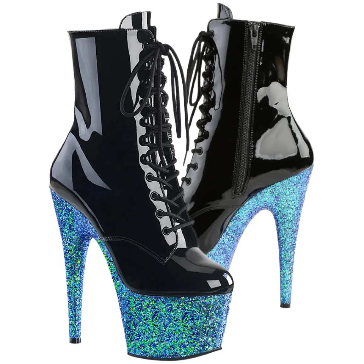 Pleaser ADORE-1020LG Boots Blue Glitter