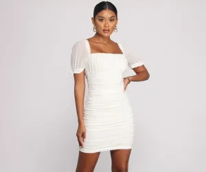 Romance In Stylish Ruffles Mini Dress