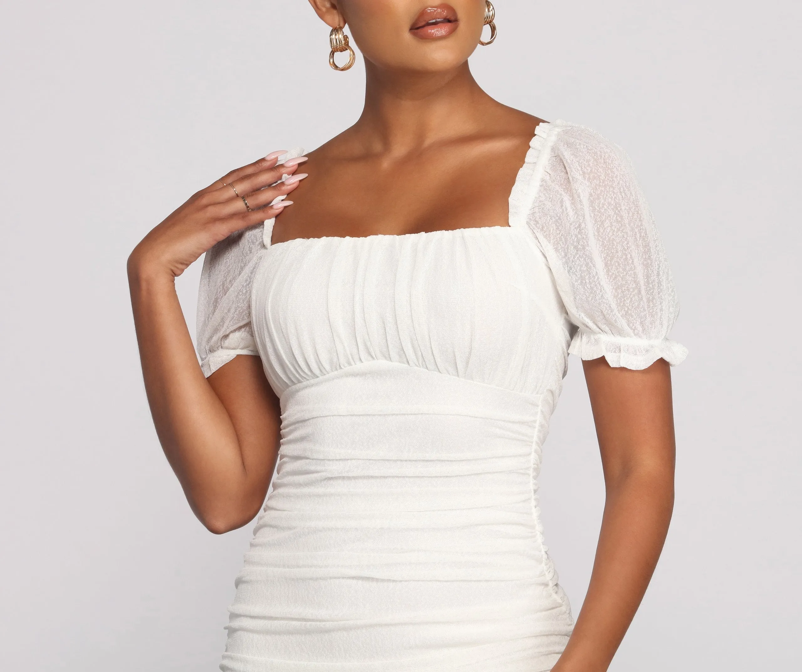 Romance In Stylish Ruffles Mini Dress