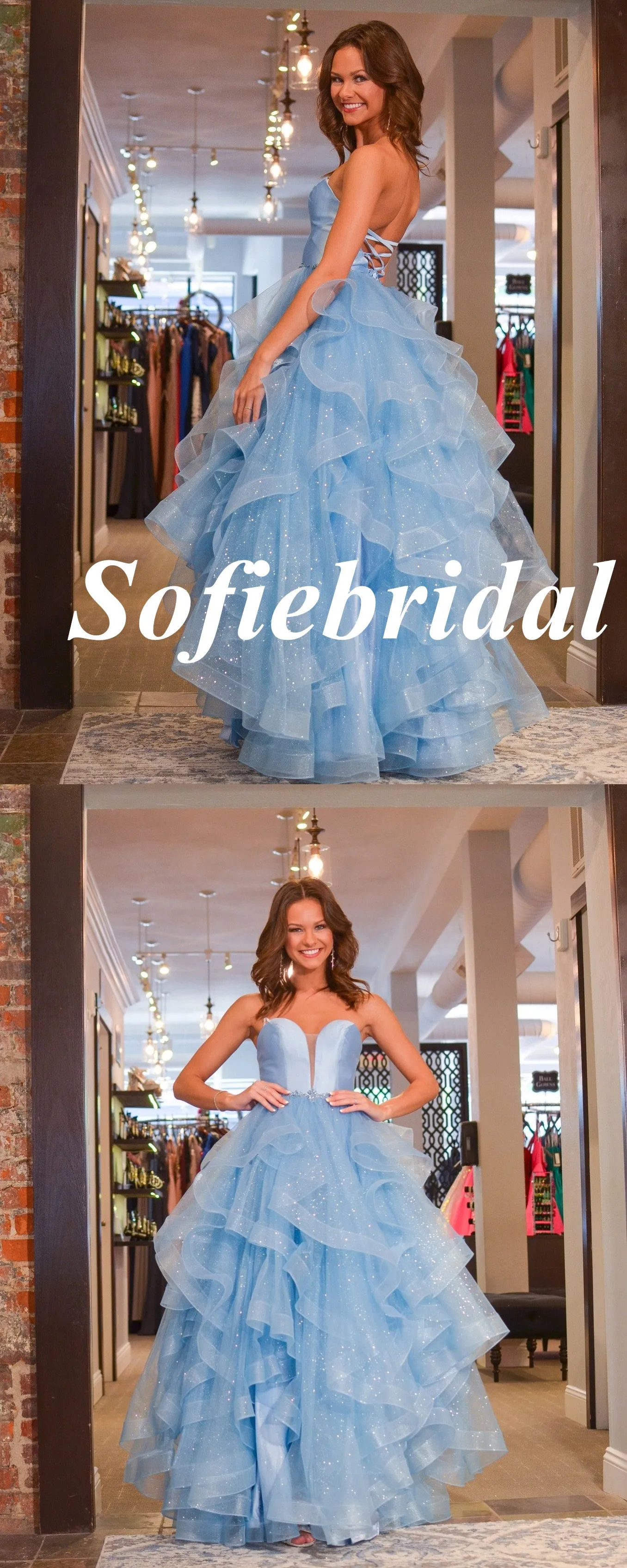 Shiny Satin And Tulle  Sweetheart A-Line Lace Up Back Long Prom Dresses, PD0935
