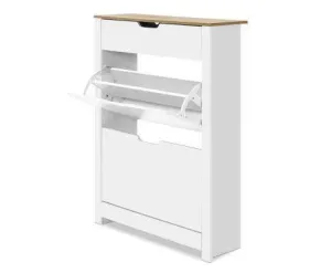 Shoe Cabinet Rack Storage Organiser Cupboard Shelf Drawer 16 Pairs White