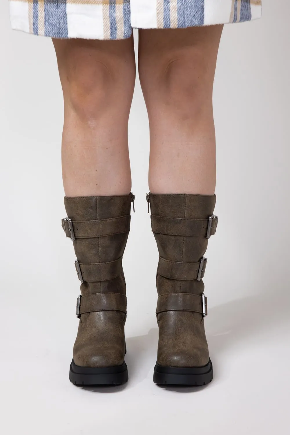 Soda Warford Three Buckled Belt Boots for Women in Brown | WARFORD-S BROWN