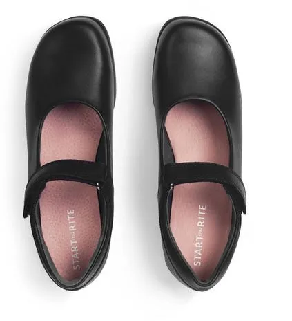 Start Rite Samba Black Leather Riptape School Shoes