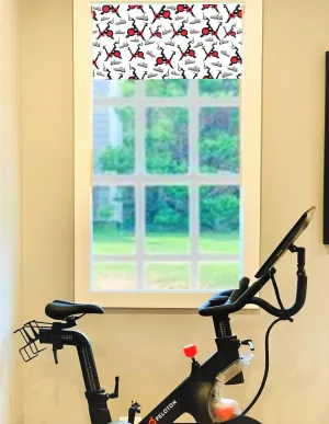 Straight Modern Valance in Pelo Bike and Shoes Pattern, Custom Made in Premium Cotton Linen Fabric, Fully Lined