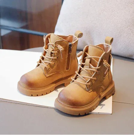 Stylish Lace-up Boots For Kids - Durable Autumn And Winter Boots