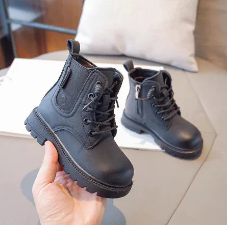Stylish Lace-up Boots For Kids - Durable Autumn And Winter Boots