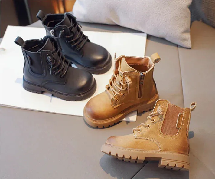 Stylish Lace-up Boots For Kids - Durable Autumn And Winter Boots