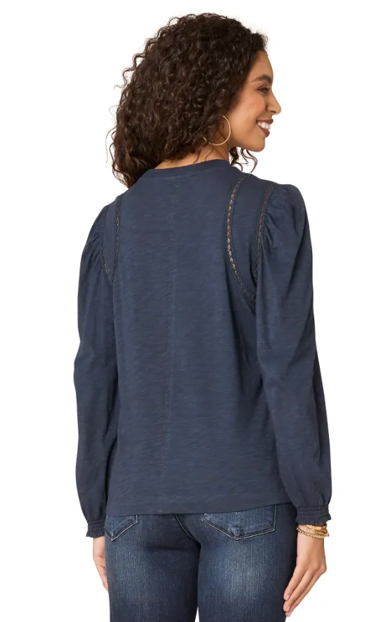 The Janessa Crochet Detail Knit Top