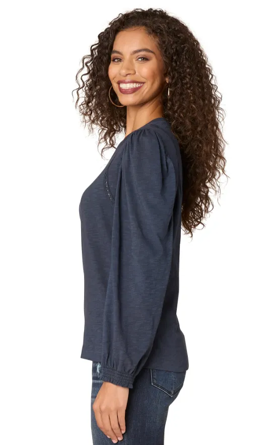 The Janessa Crochet Detail Knit Top