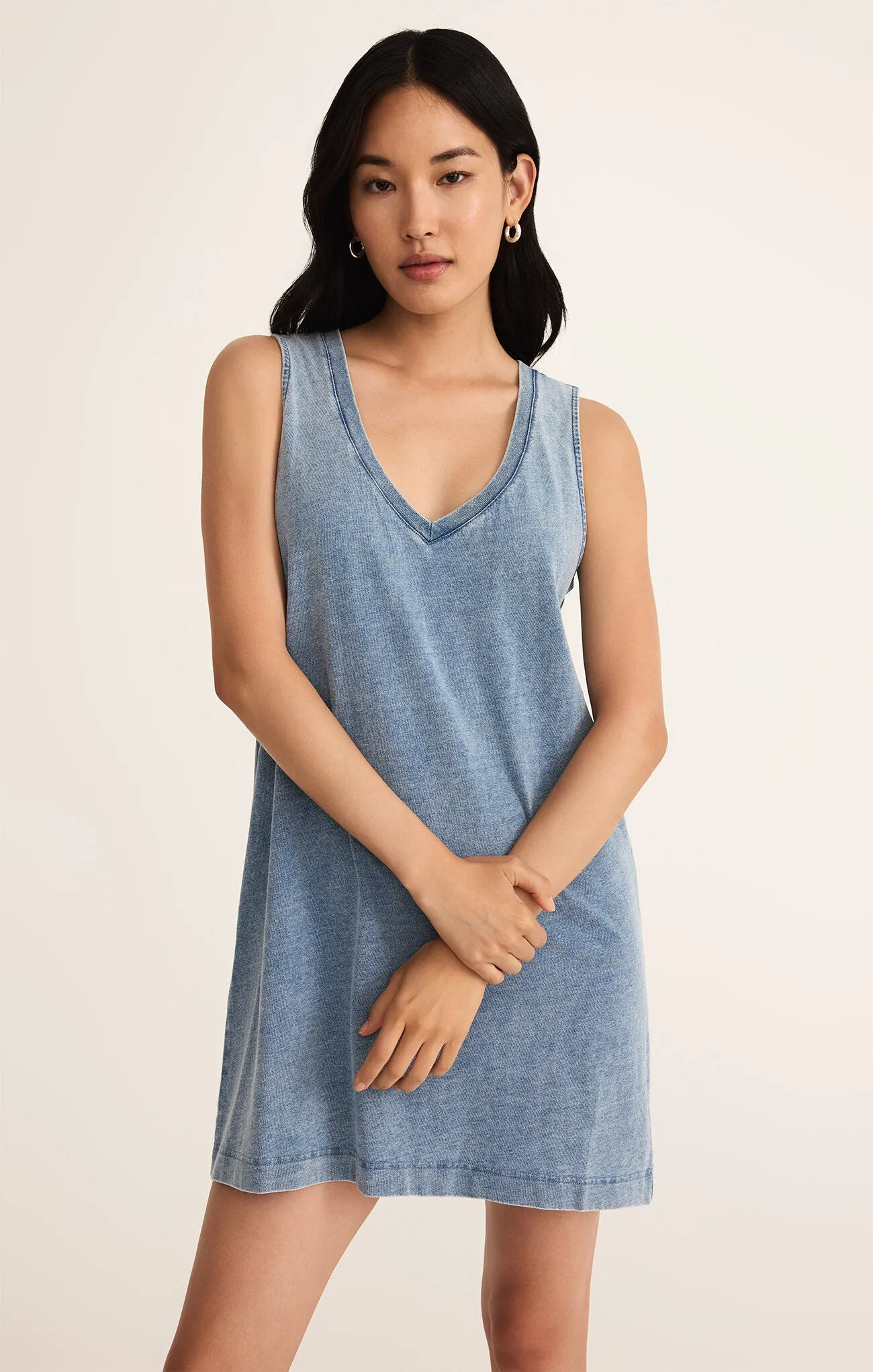 The Sloane V-Neck Knit Denim Dress